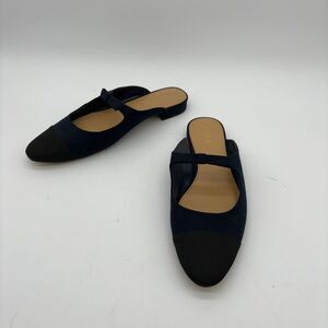 J. Crew Navy and Black Mary Jane Backless Mules